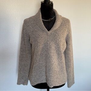 Eileen Fisher Wool Sweater Women's M V-Neck Shawl‎ Collar Brown Knit